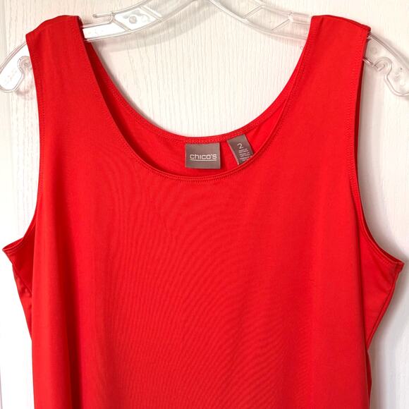 Chico's Wms Large Silky Feel Orange Camisole Nylon Stretch Layering Tank - Picture 4 of 8